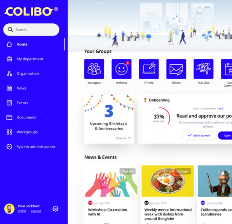 screenshot of the Colibo intranet