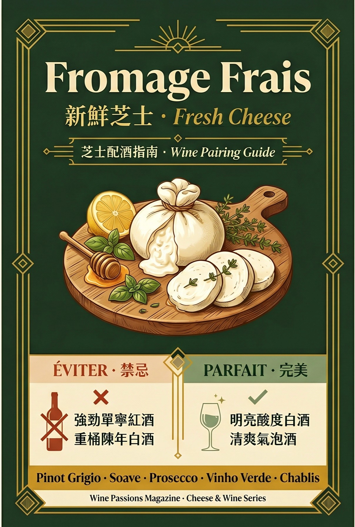 新鮮芝士 (Fresh Cheese) 的特性：無陳年、高水分、奶香濃郁的輕盈口感