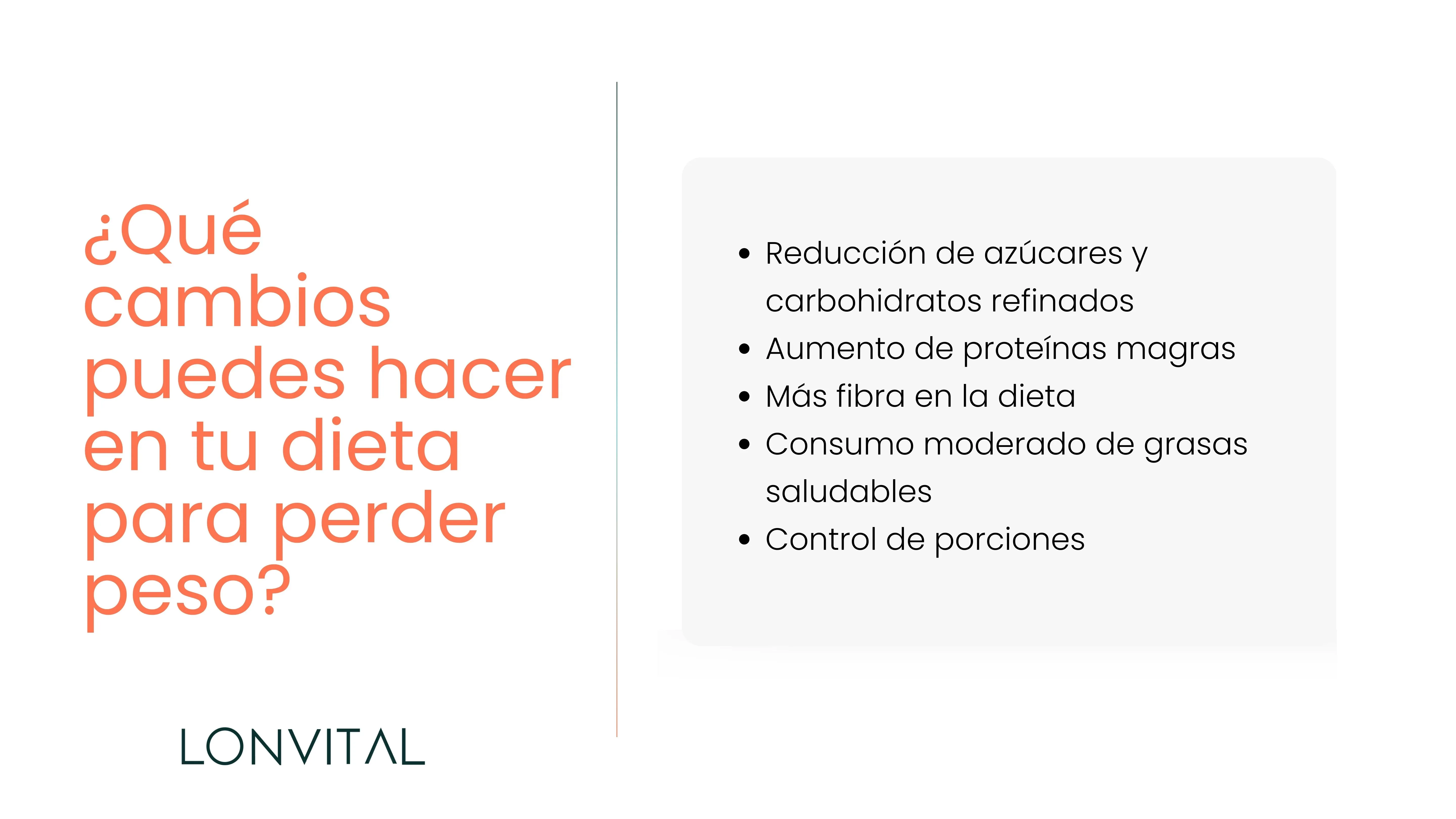 ¿Qué cambios puedes hacer en tu dieta para perder peso?