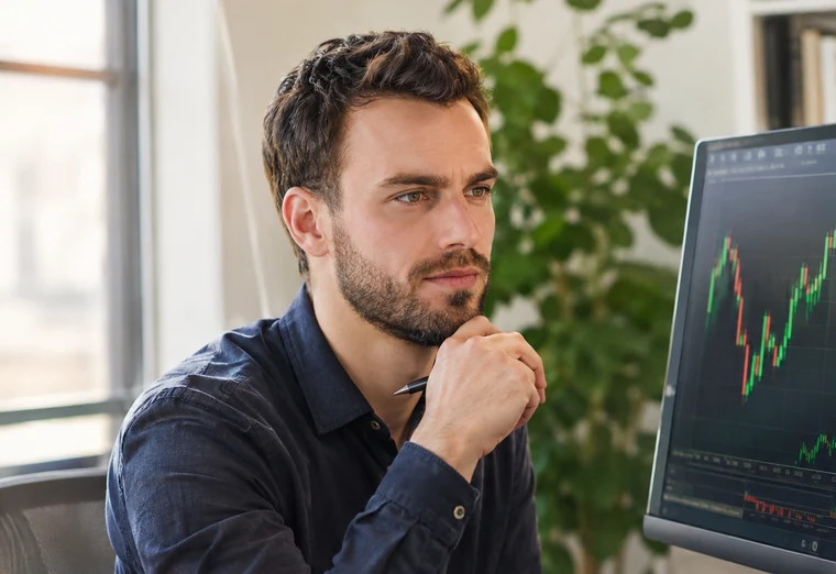 A trader analysing forex charts at BKquote