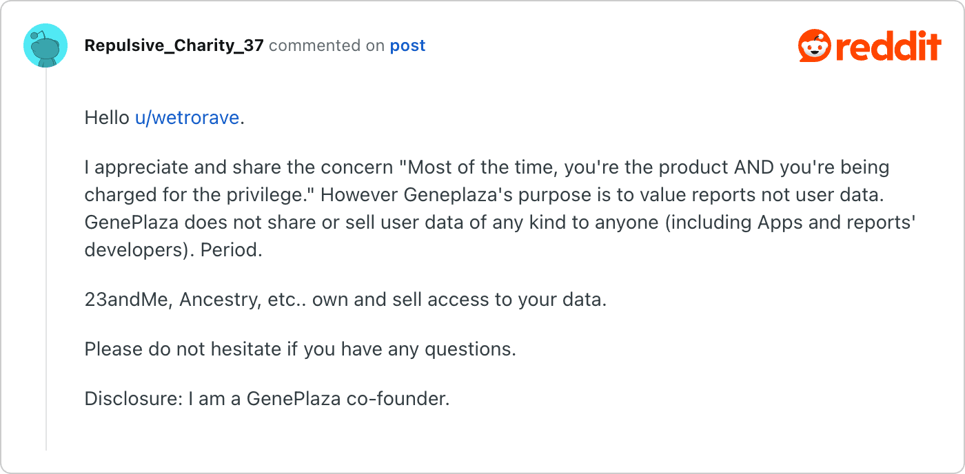 Post on Reddit