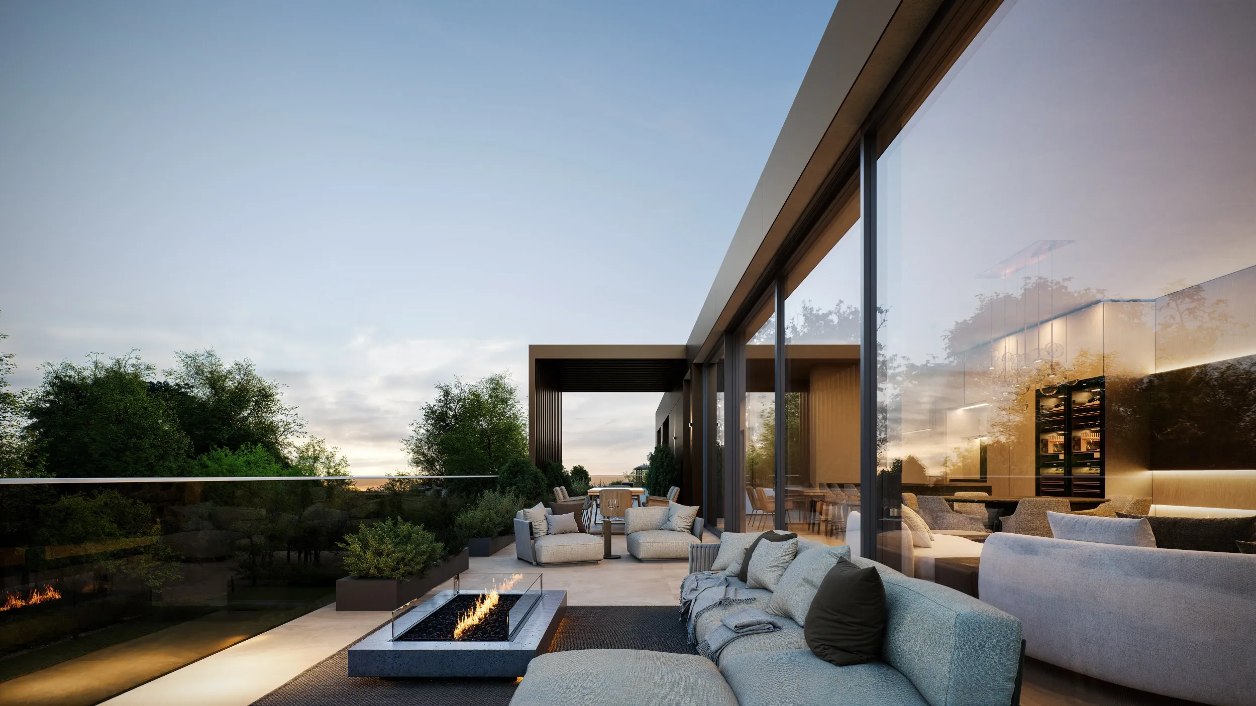 Render einer gemütlichen Outdoorarea