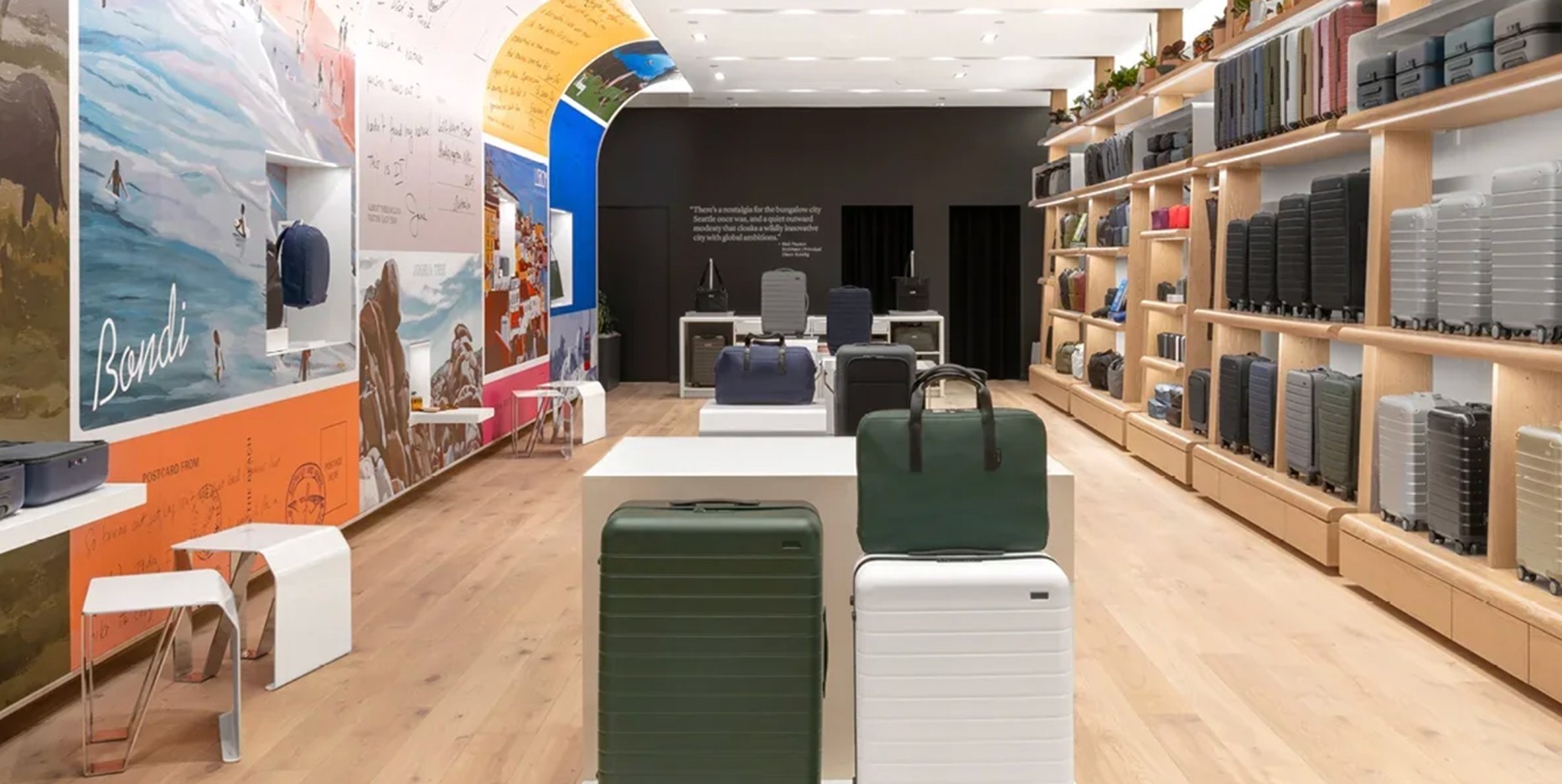 Photo of a modern retail store with luggage displays