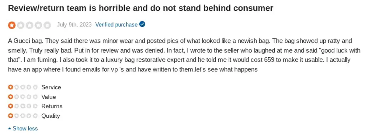 Poshmark Sitejabber Negative Review