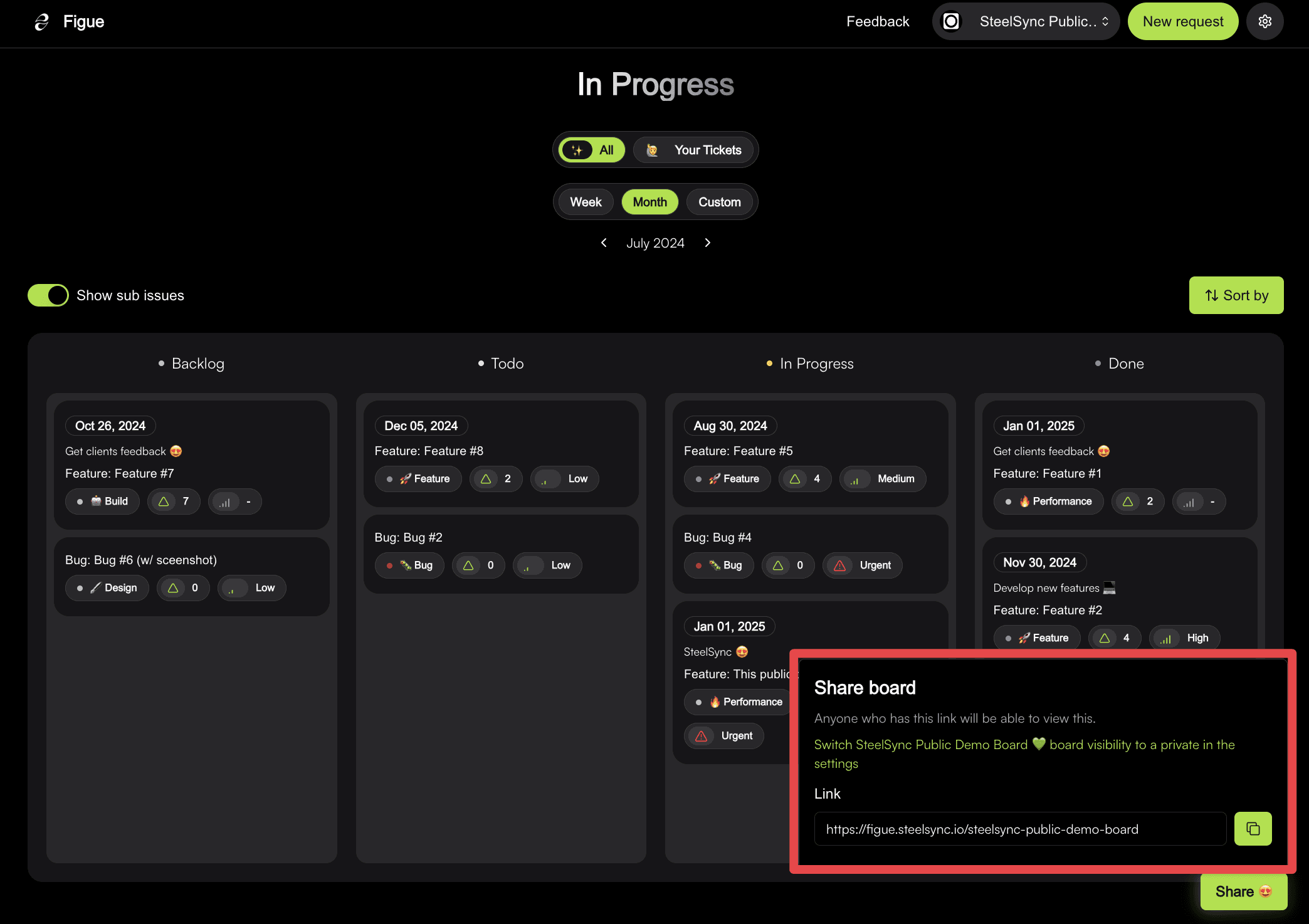 Share your SteelSync board (based on your Linear data)