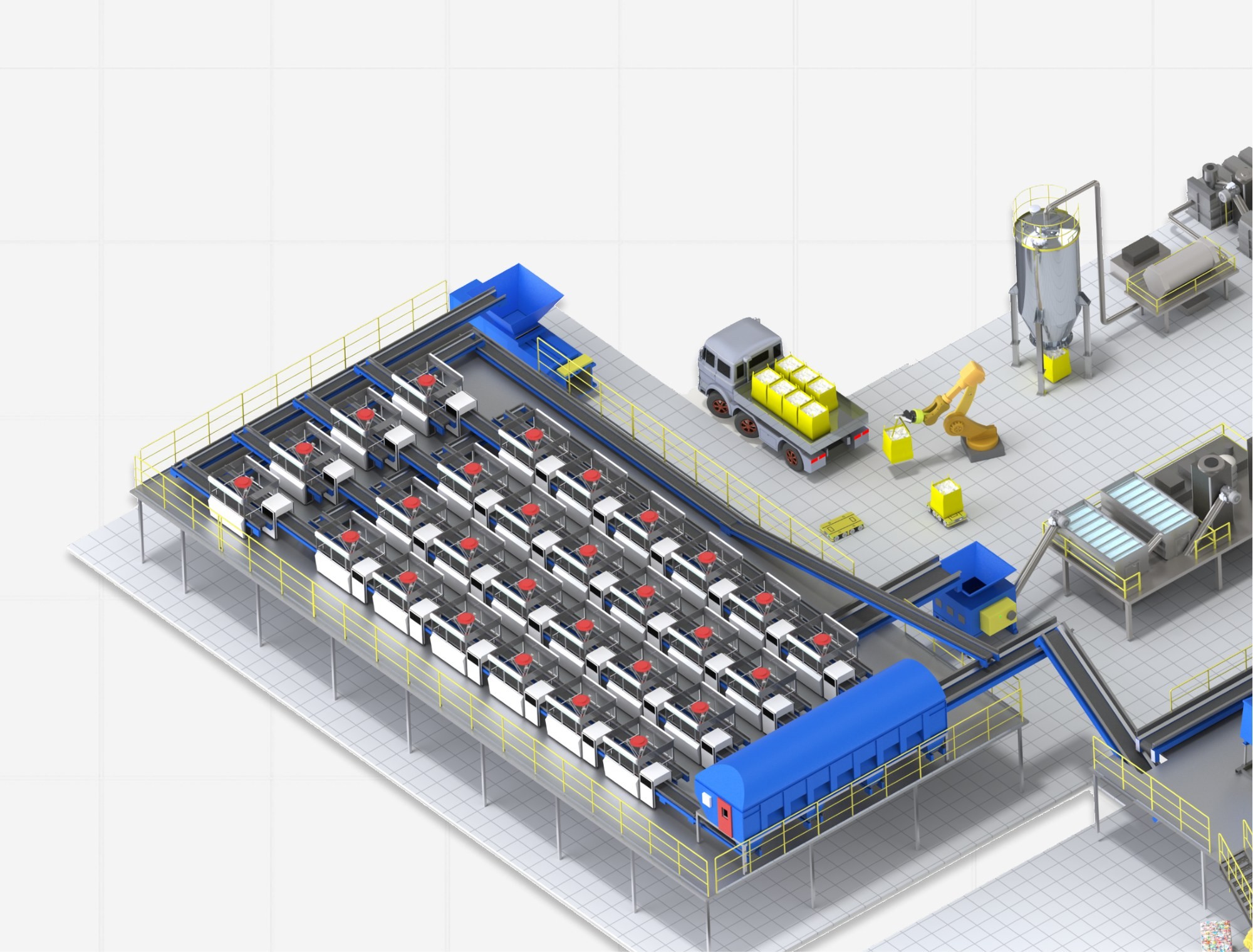 Aerial rendering of the sorting lines inside Airo-mrf
