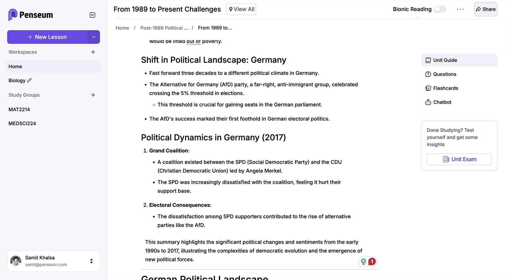Penseum's App Interface