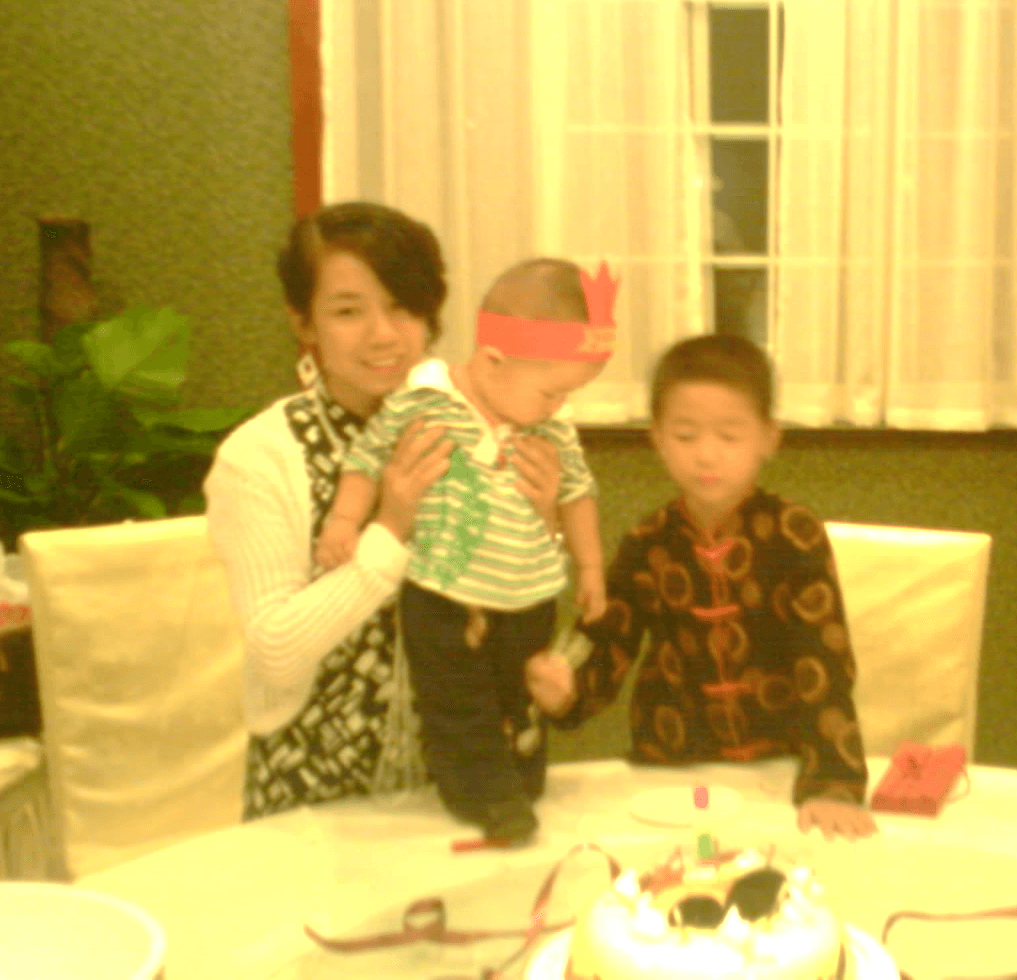 Mom with cousin and me