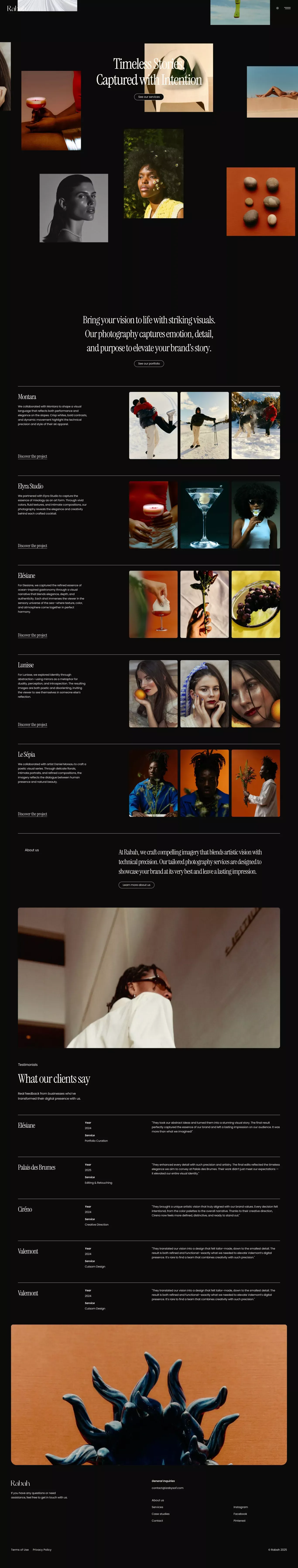 Rabah - Photography Agency & Portfolio F other page screenshot showcasing Art and Design design