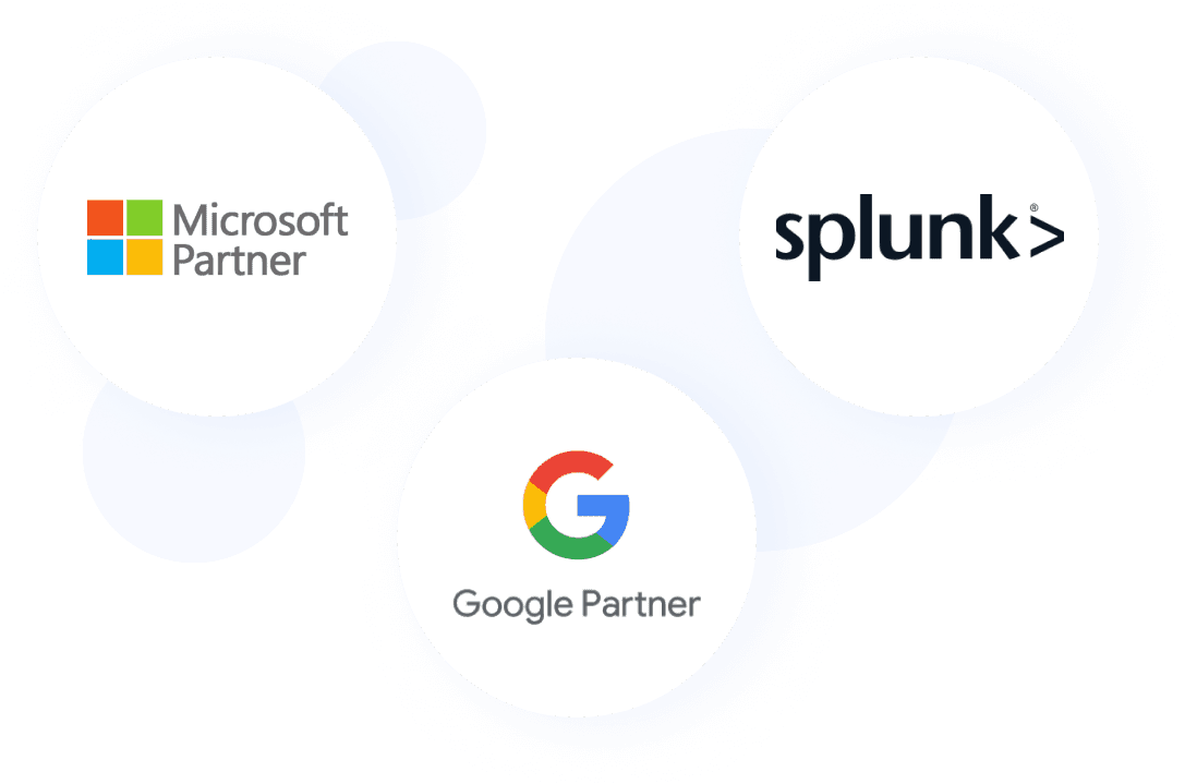 google, microsoft and splunk partners logo