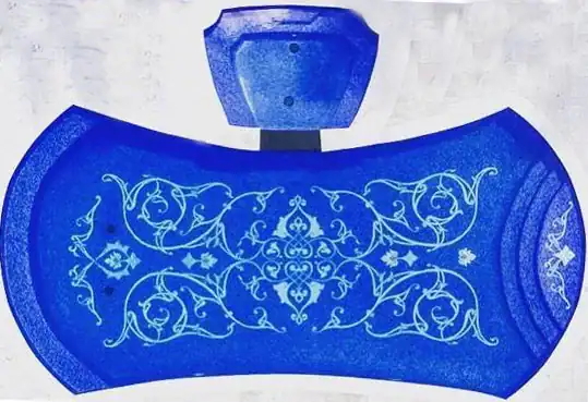 Mosaic glass pool valves featuring intricate blue and white designs, perfect for luxurious outdoor p.