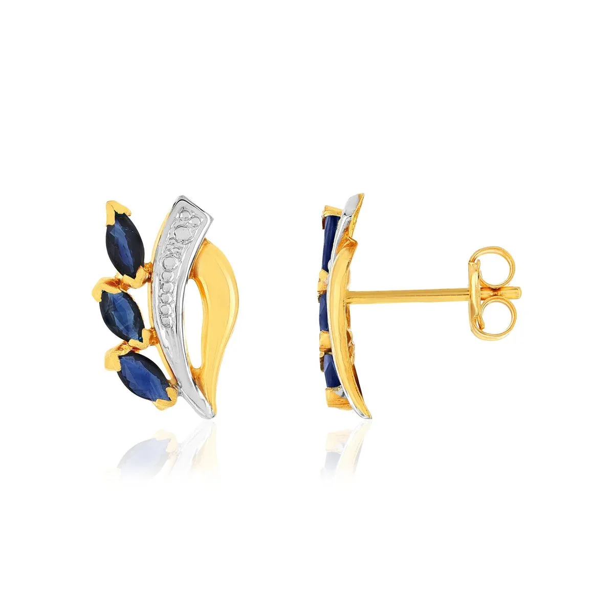 Boucles d'oreilles en deux ors 375 sertie de saphirs