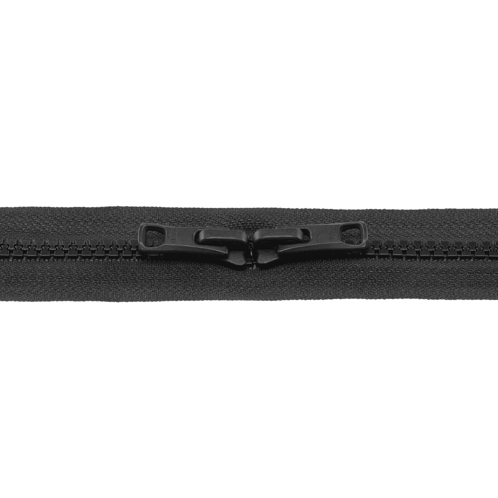 Marine-grade YKK zipper in matte black enamel finish built for durability in a pool float cover