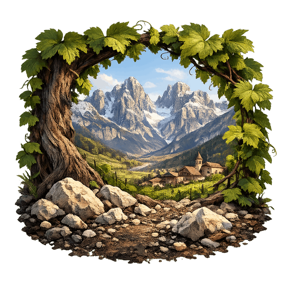 Detailed graphic of the Trentino wine region.