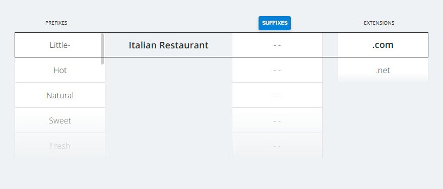 Screenshot of the NAmeStudioAPI demo showing the add Prefix / suffix option