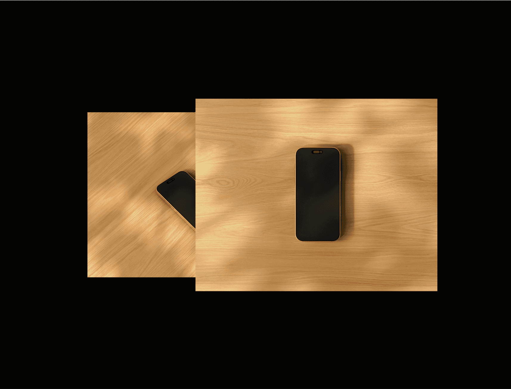 Sophia mobile app UI mockup displayed on wooden surface with natural lighting