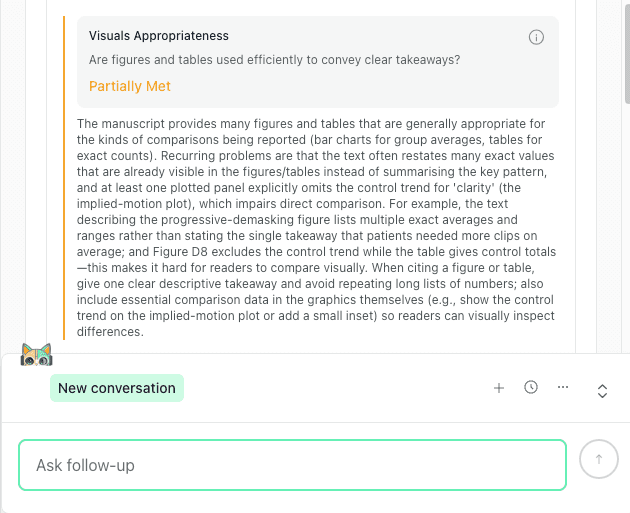 thesify feedback detail on visuals appropriateness in results section