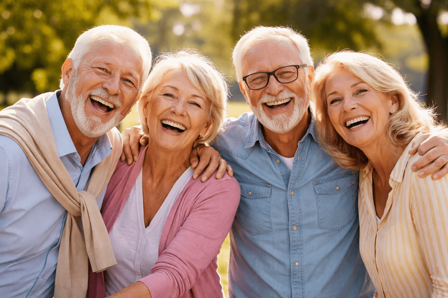 two people looking at a tablet and smiling