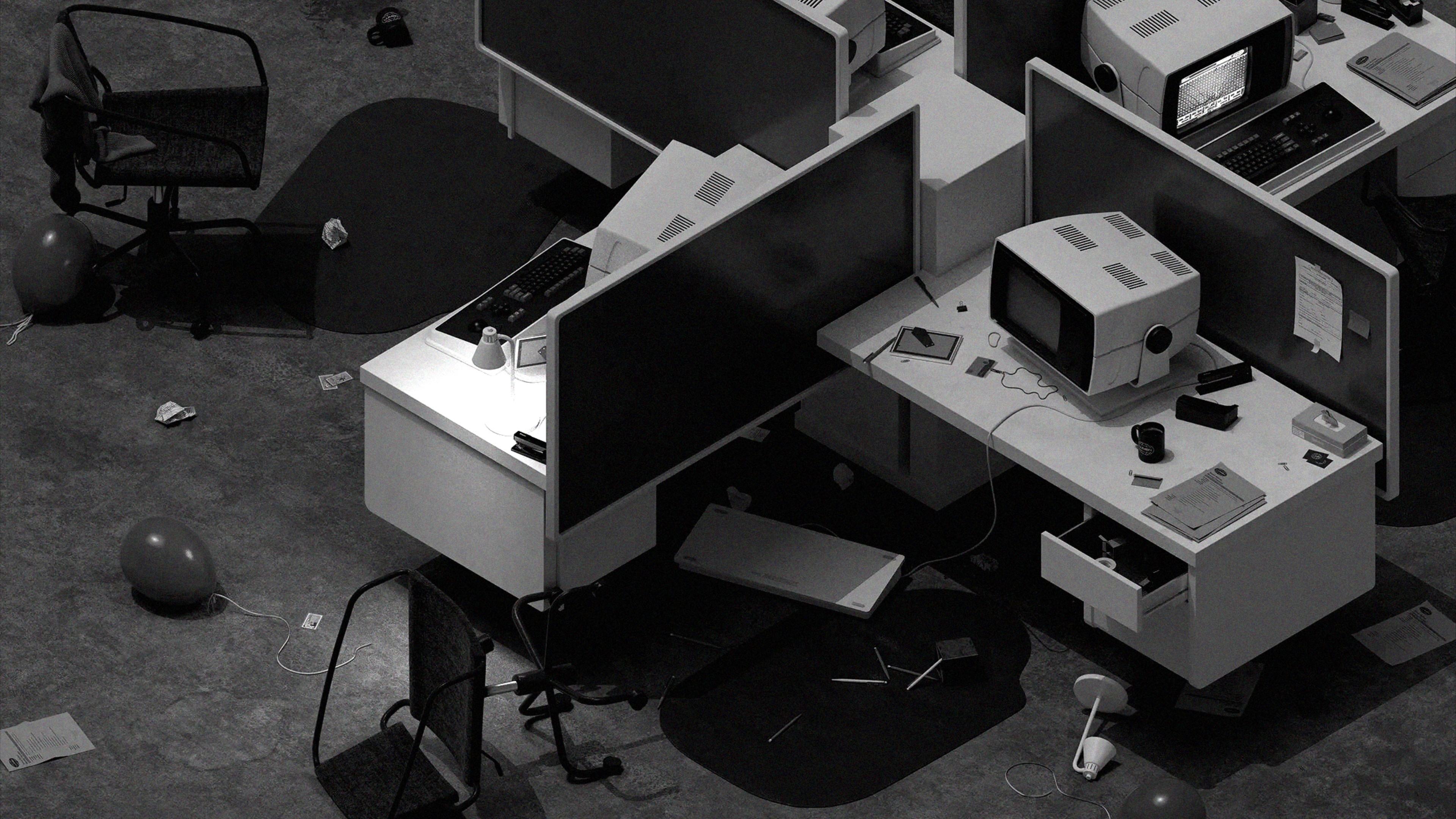 black flat screen computer monitor on brown wooden desk