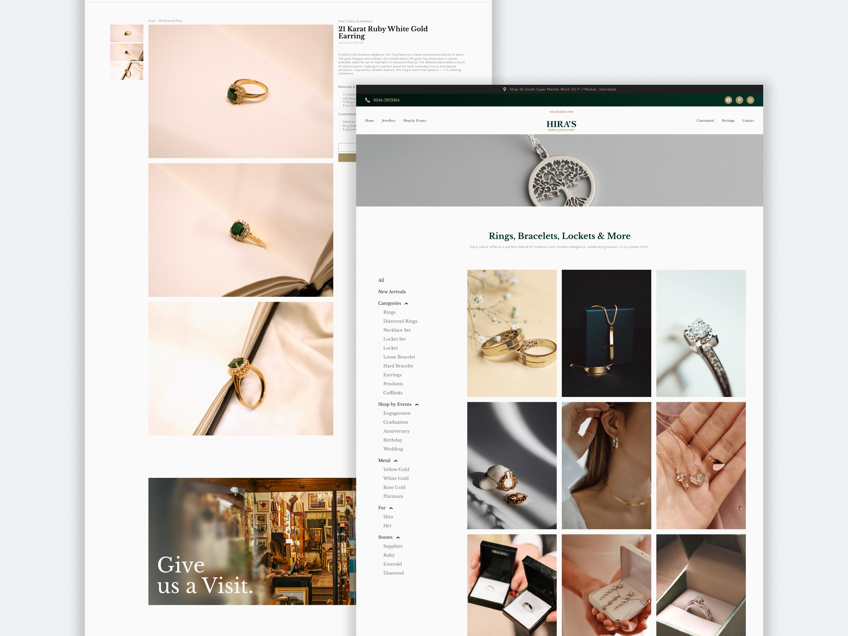Hira's Gem and Jewelry Website Pages