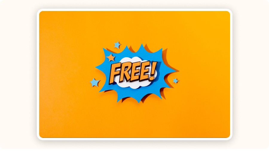 The word “FREE” in comic bubble.