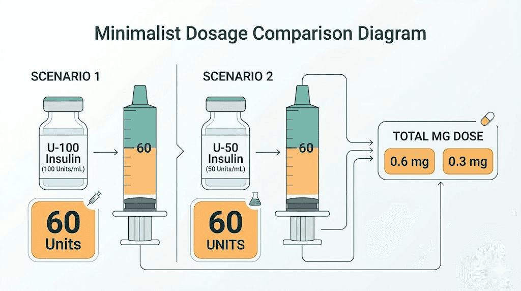 Same syringe units different mg doses semaglutide concentration comparison