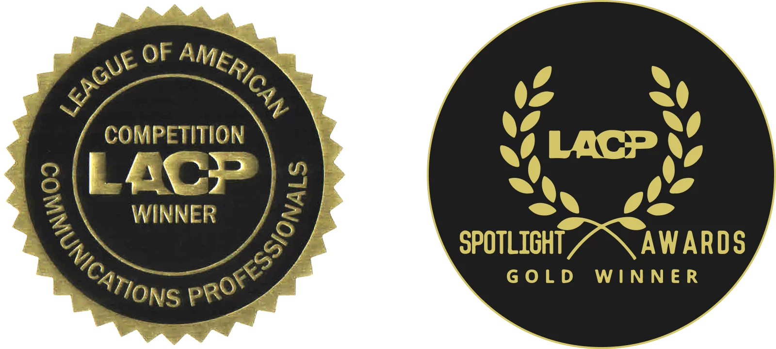 LACP competition and Spotlight Awards gold winner badges