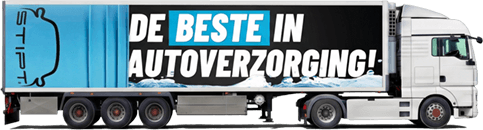 Vrachtwagen met reclame van Stipt Polish Point