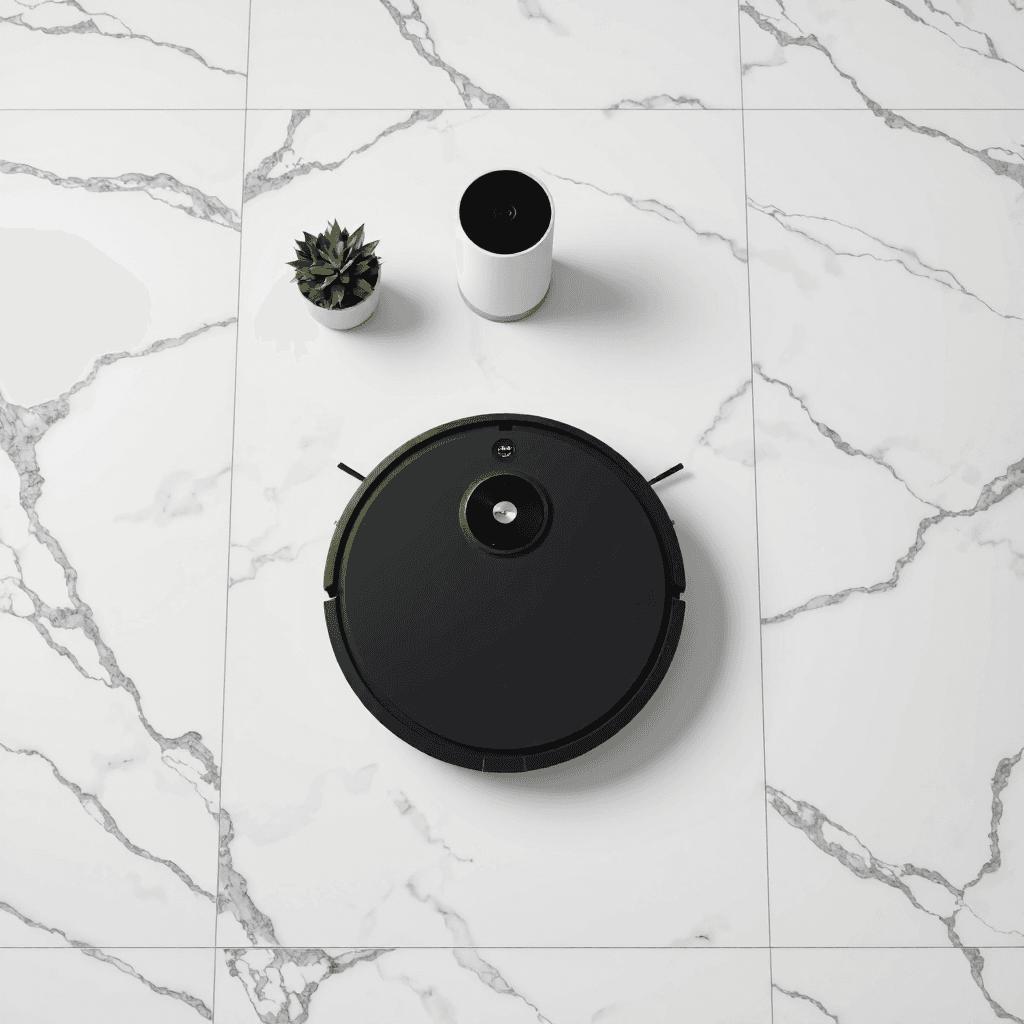 product photography of robotic vacuum cleaner