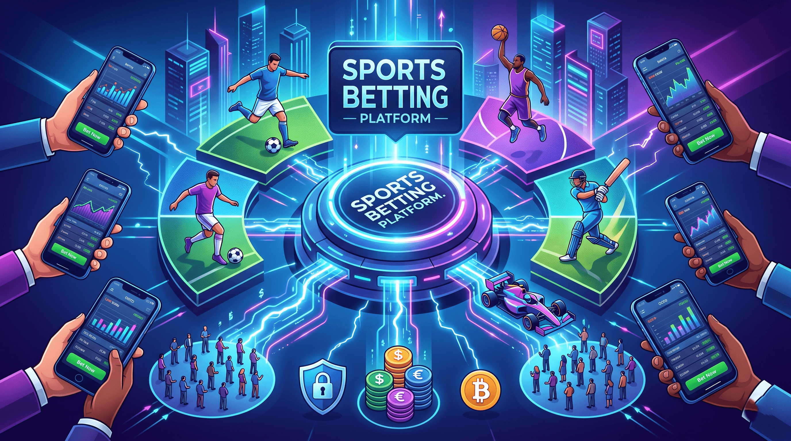 Operator monitoring a real-time sports betting platform dashboard with live odds, player activity, and payment processing metrics during a major sporting event