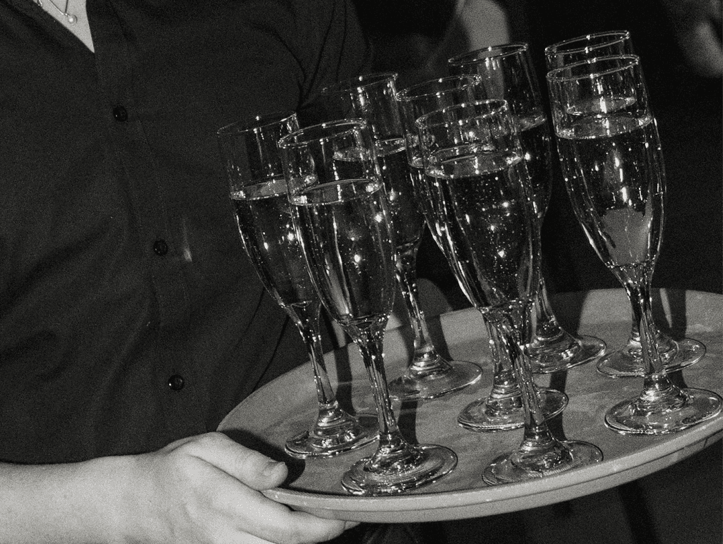 Champagne glasses at event
