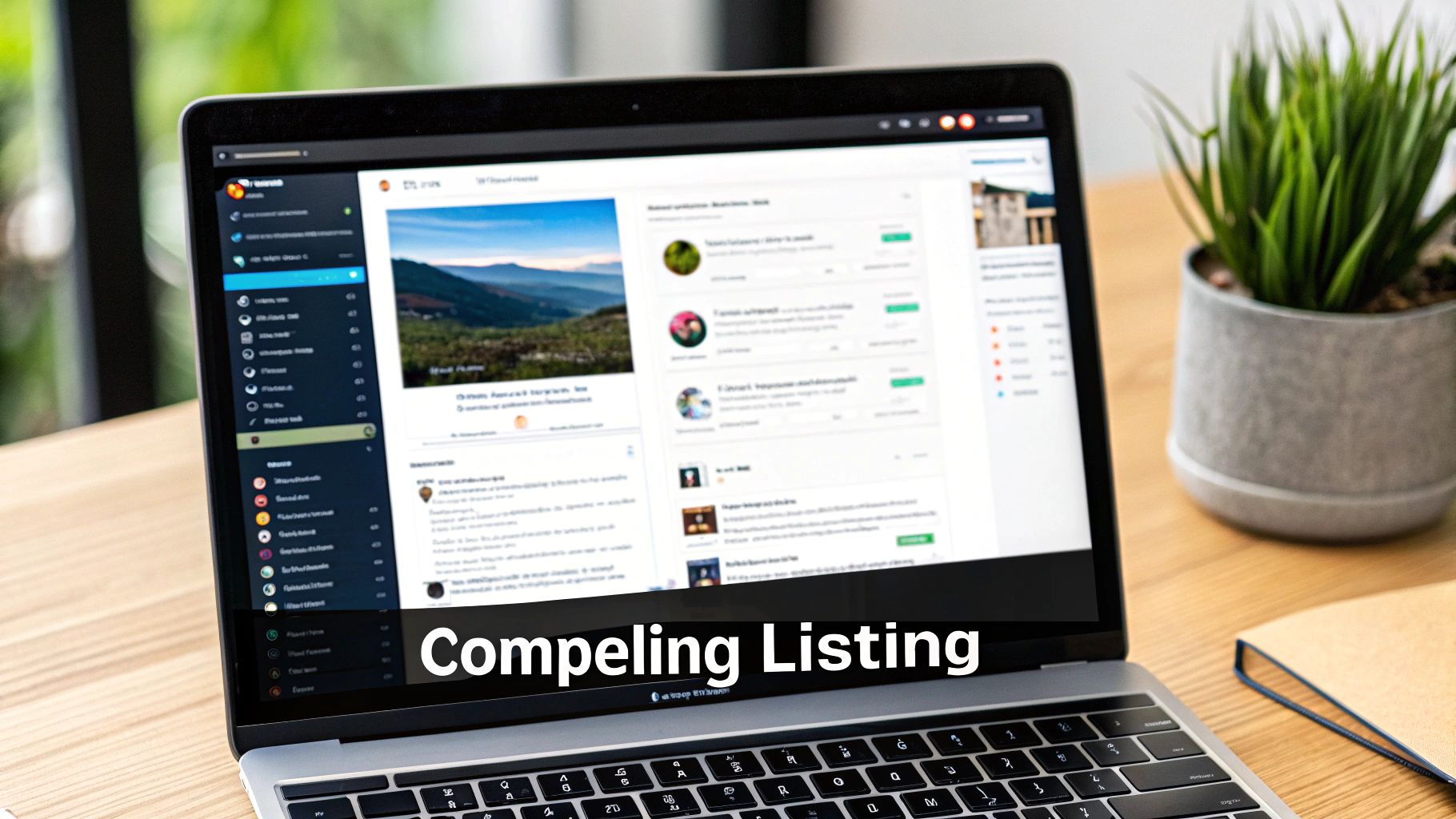A person designing a compelling Product Hunt listing on a macOS computer.