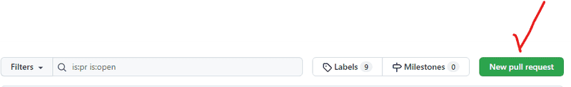 Red Arrow pointing to 'New Pull Request' button