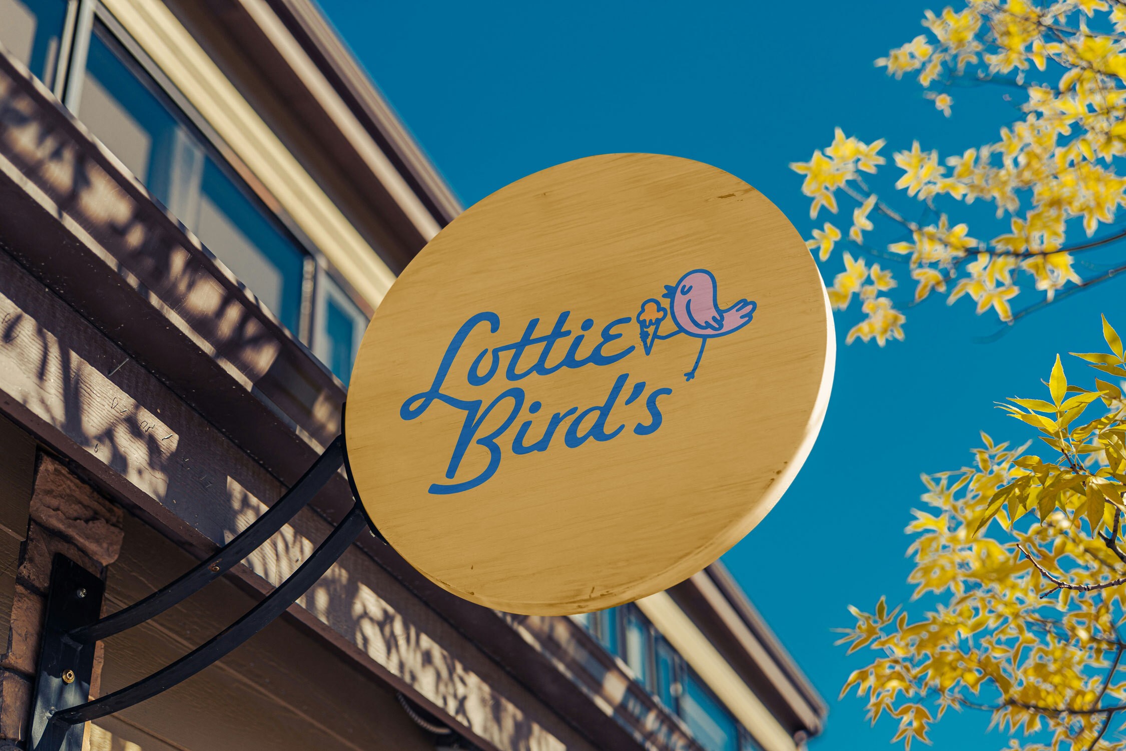 lottie birds icecream shop signage logo