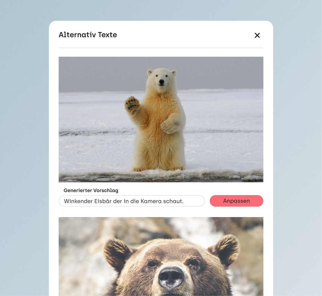Mockup zeigt Tool zum Erkennen und zur Dokumentation von Barrieren und Bugs gemäß WCAG 2.2 und EN 301 549 mit direkter Task-Erstellung dazu