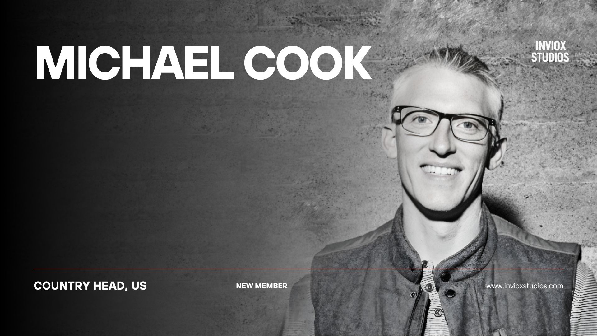 Michael Cook photo, joining inviox studios banner