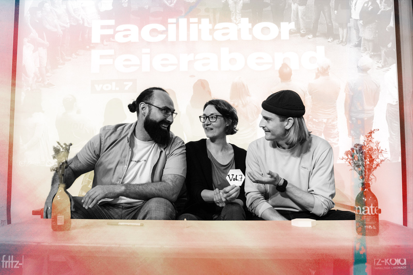 Das Facilitator Feierabend Hamburg Kernteam: Marcel Guth, Jasmin Geißler, Jonas Larbalette