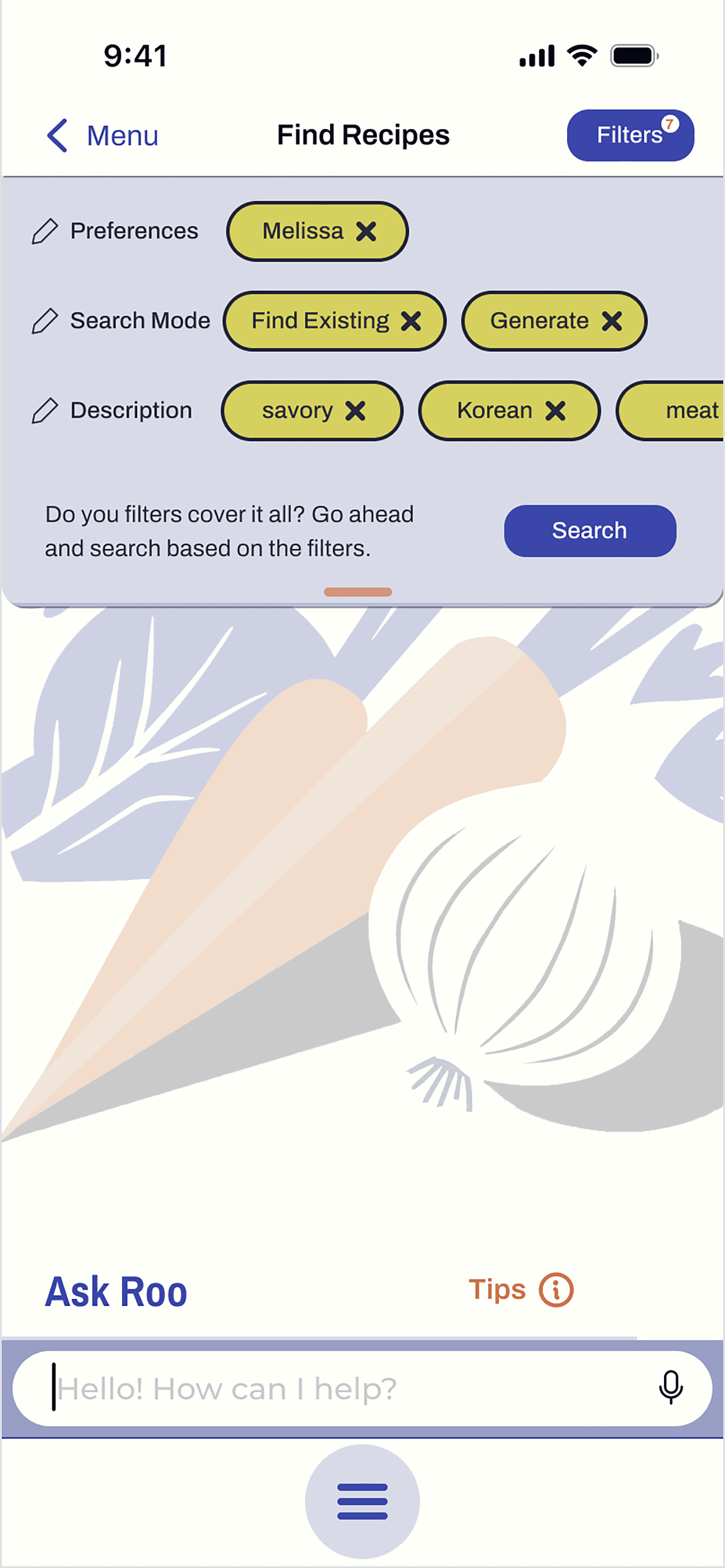 Early version of Filters overlay.
