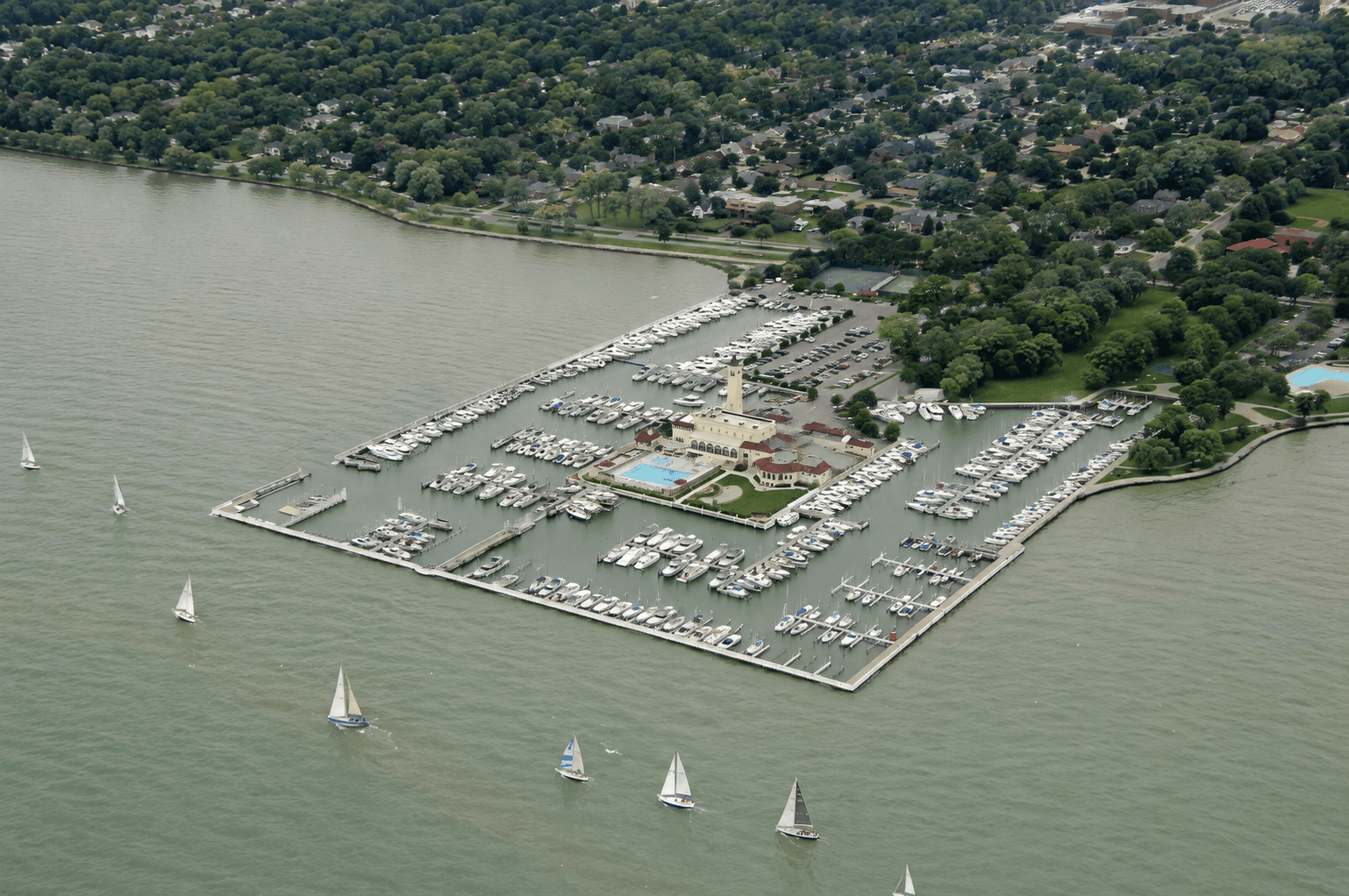Overhead image taken of Grosse Pointe Yacht Club