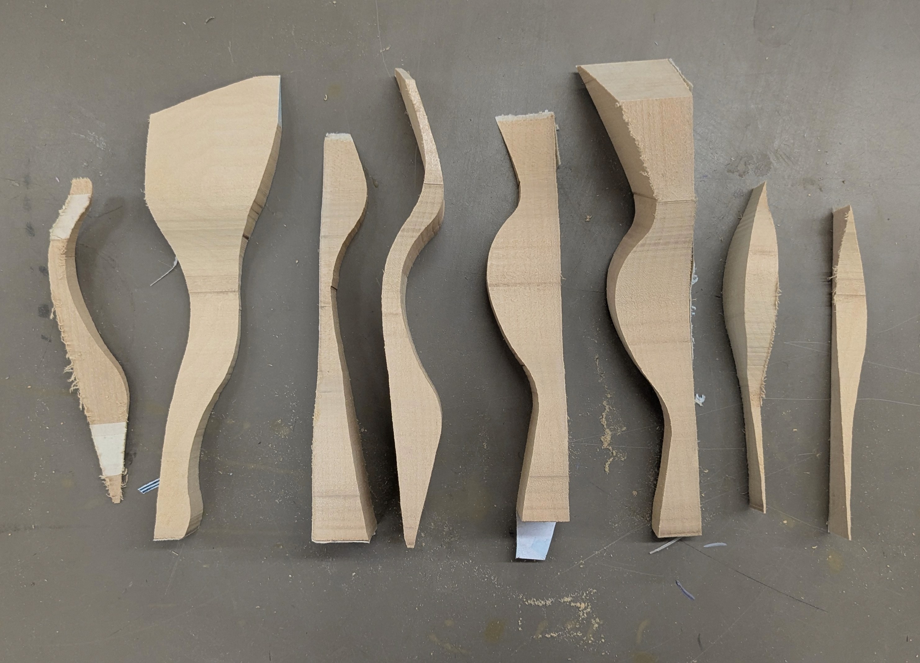 Result of bandsaw cuts following orthographic sketches