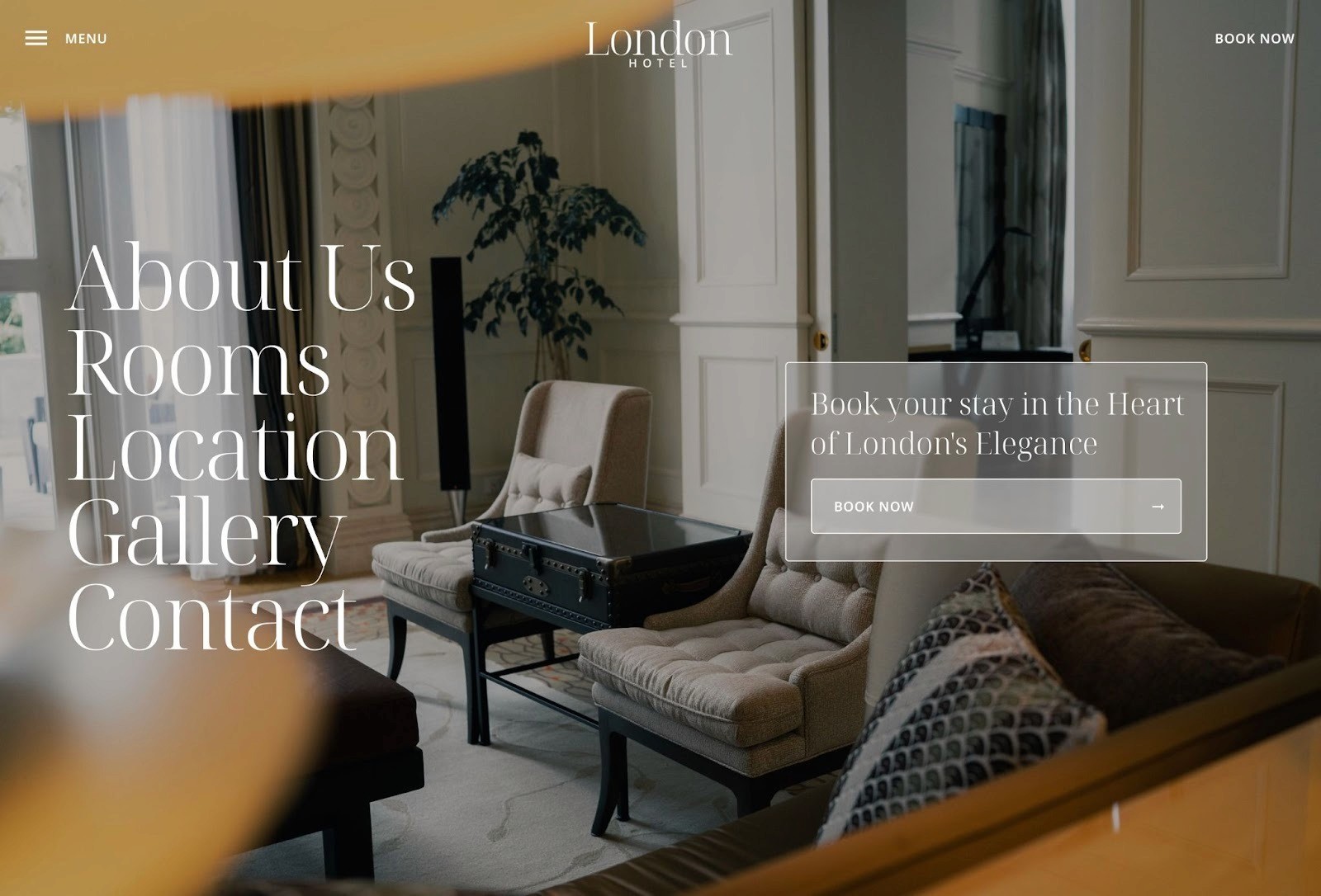 LondonHotel luxury hotel website template designed in Framer