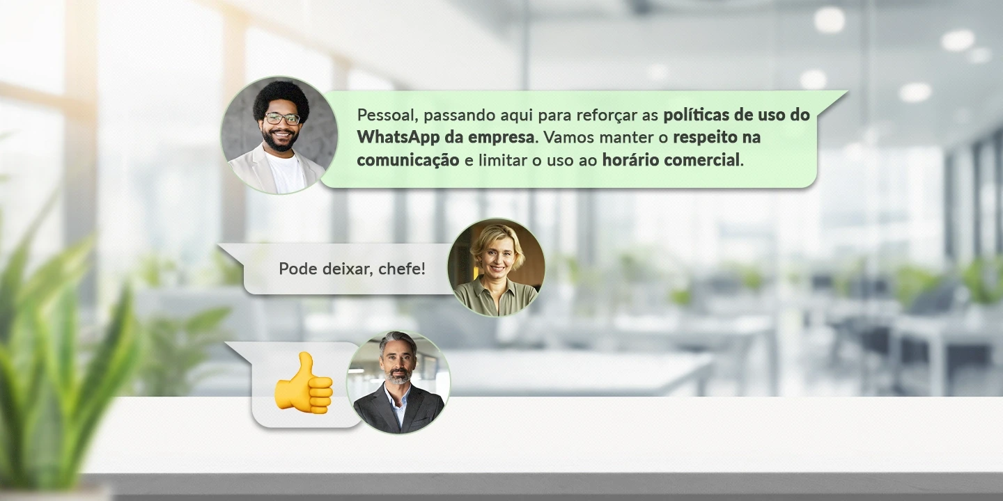 Gestor comunicando os funcionários acerca do uso correto do WhatsApp corporativo