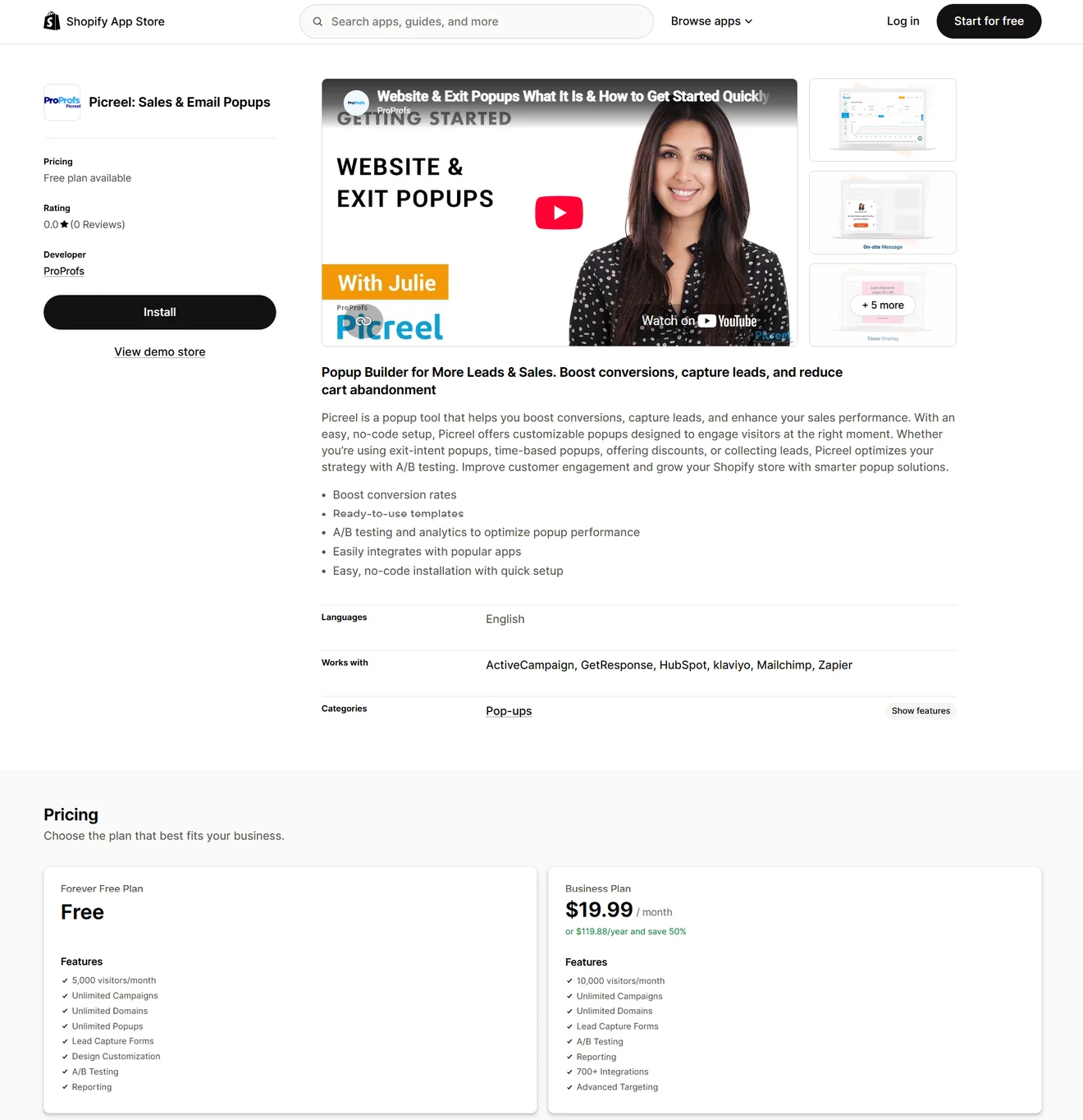 picreel-shopify-pricing