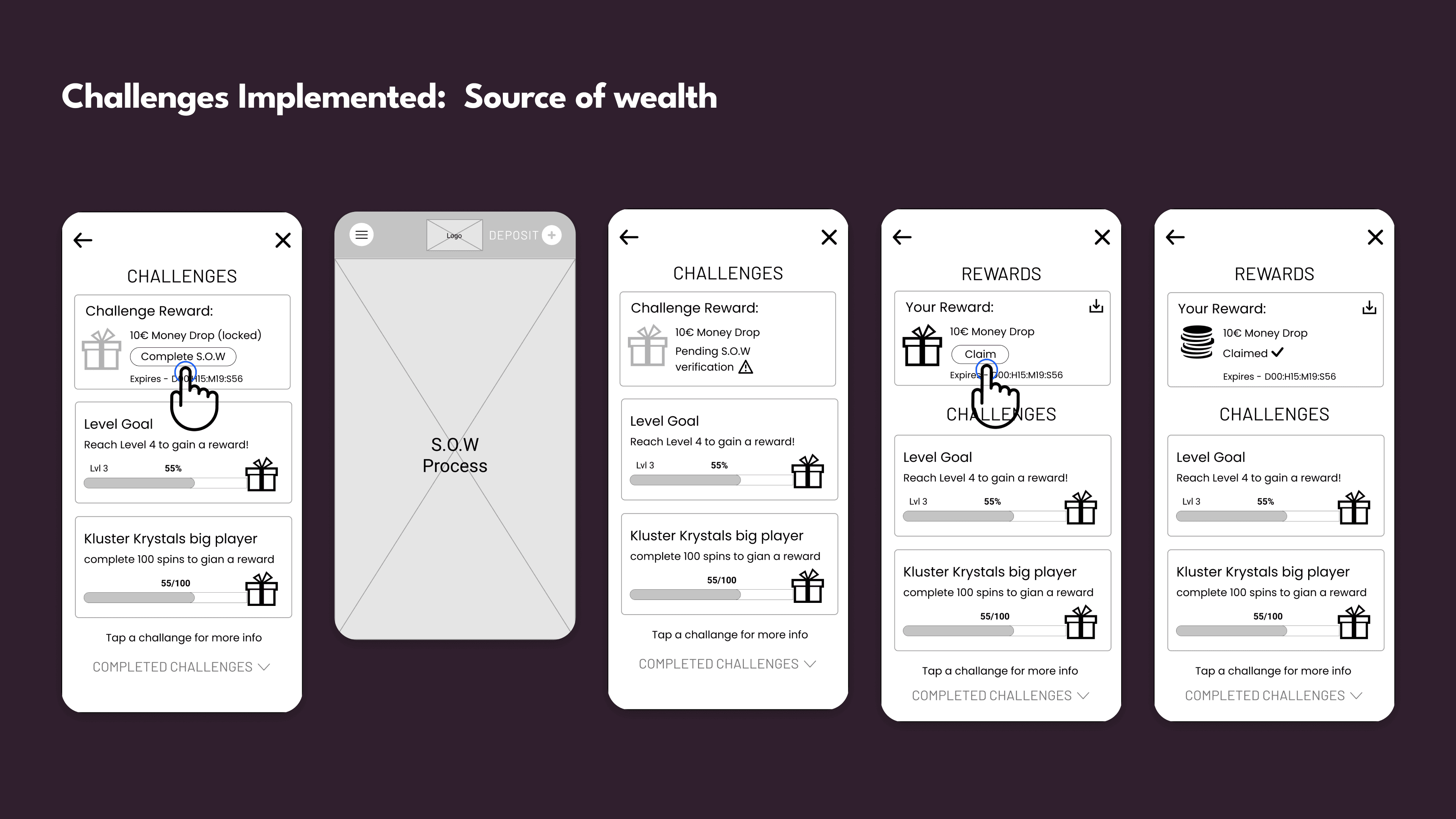  Wireframes source of wealth challenge