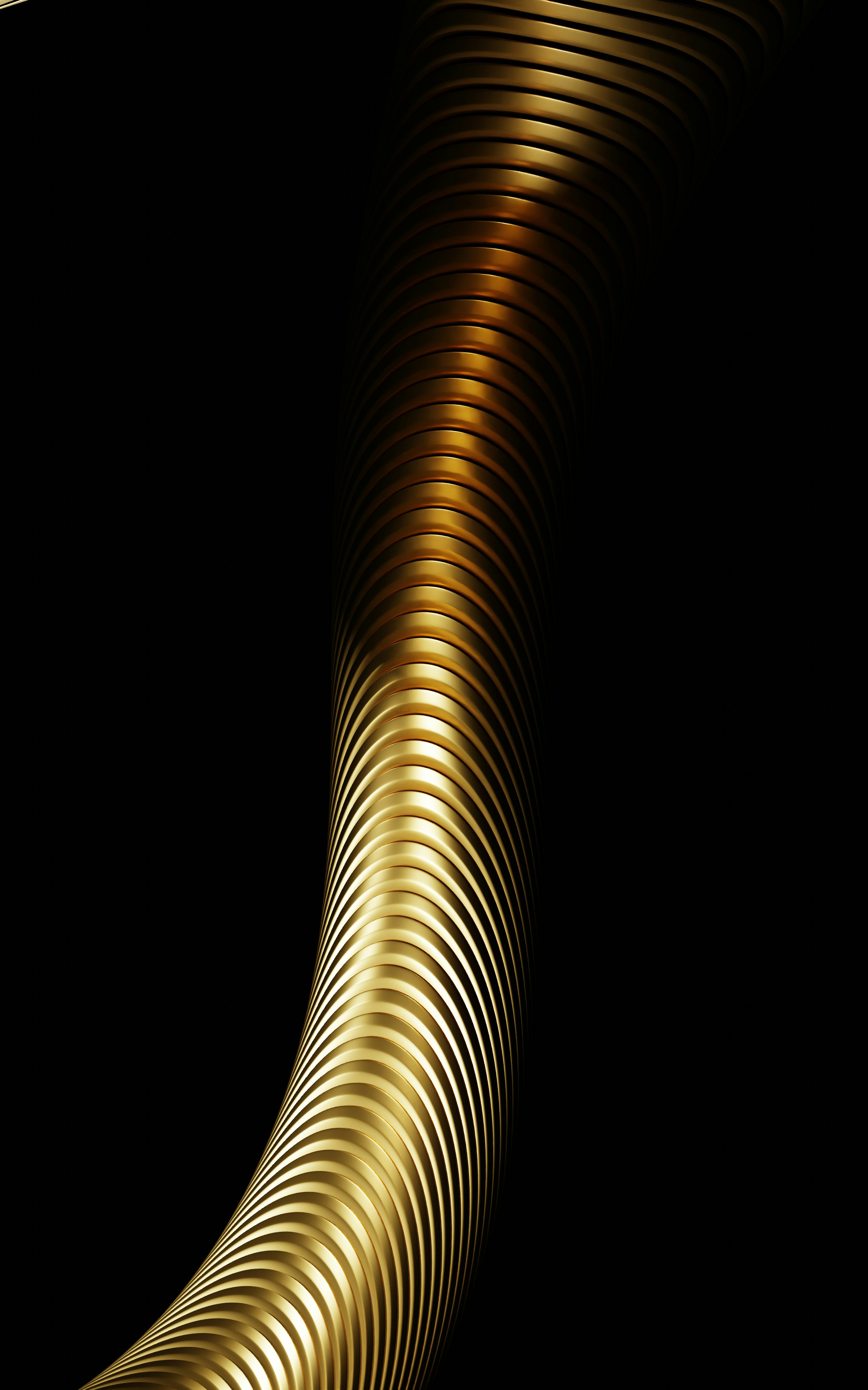 Abstract golden spiral on black background