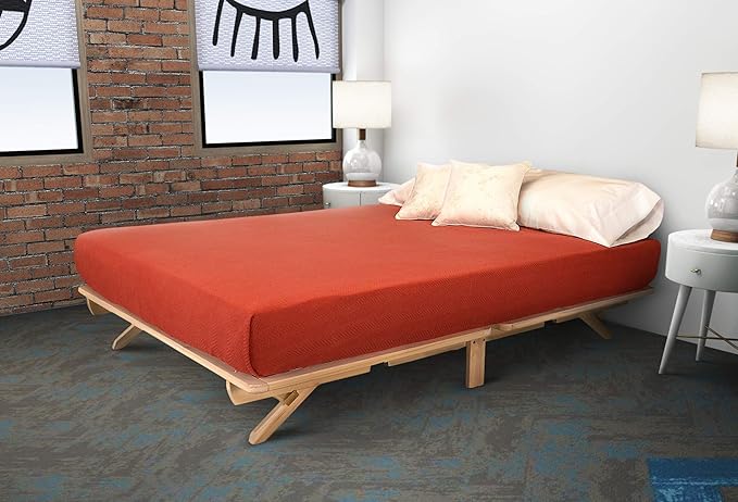 The folding platform bed is a stylish addition that complements any interior design.