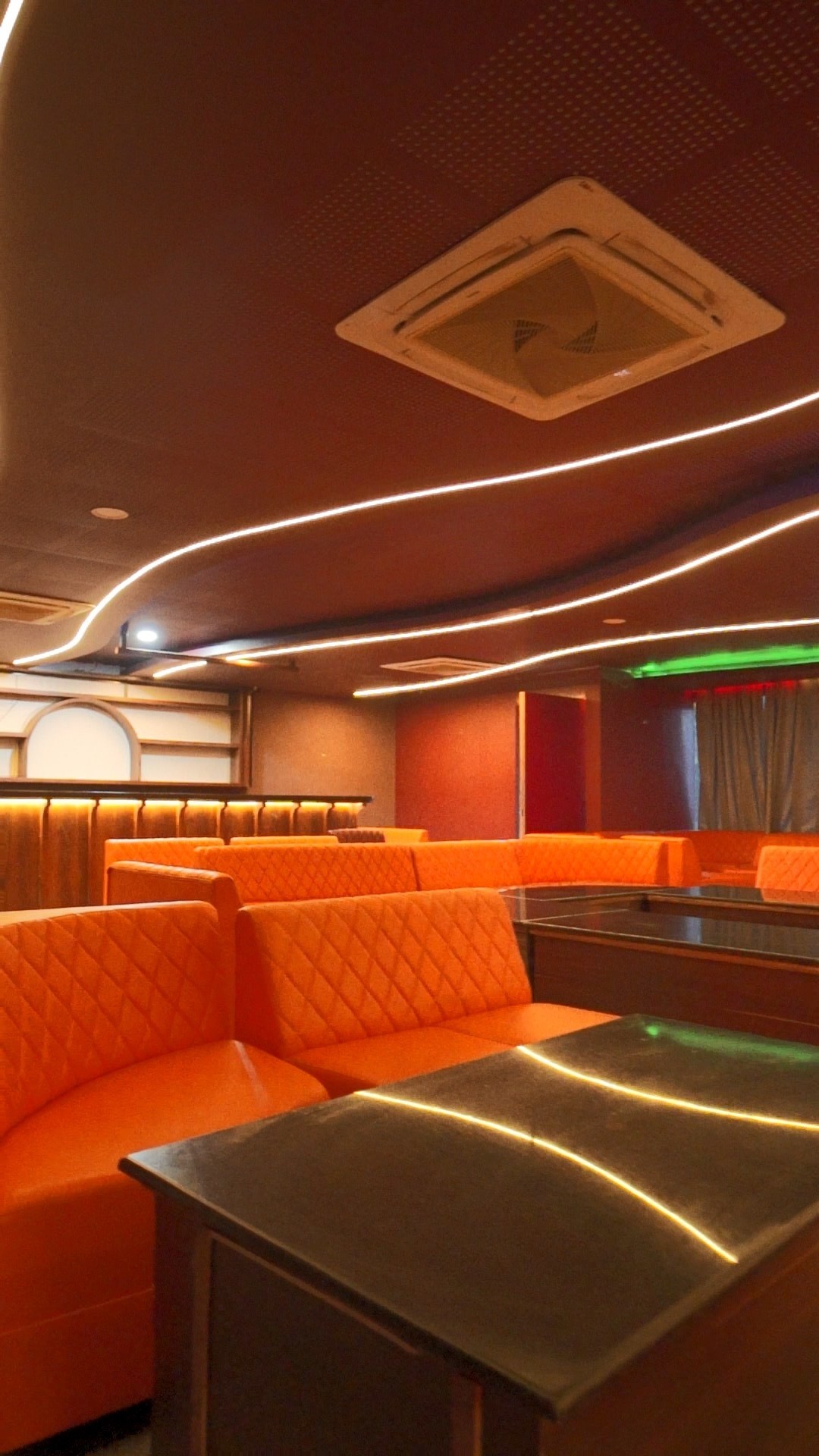 light bulbs over bar area