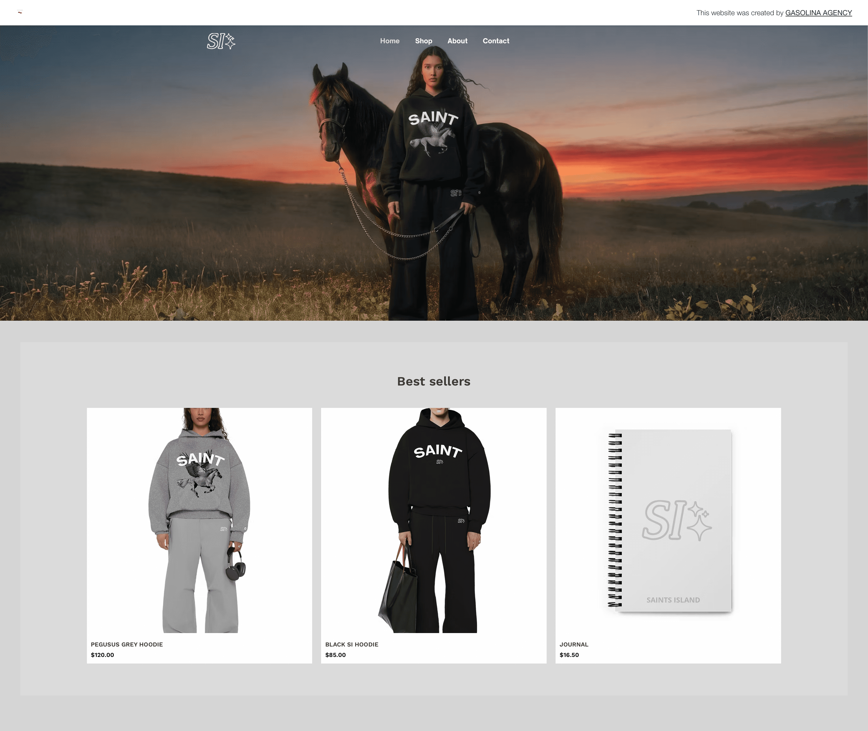 screenshot of saints island website