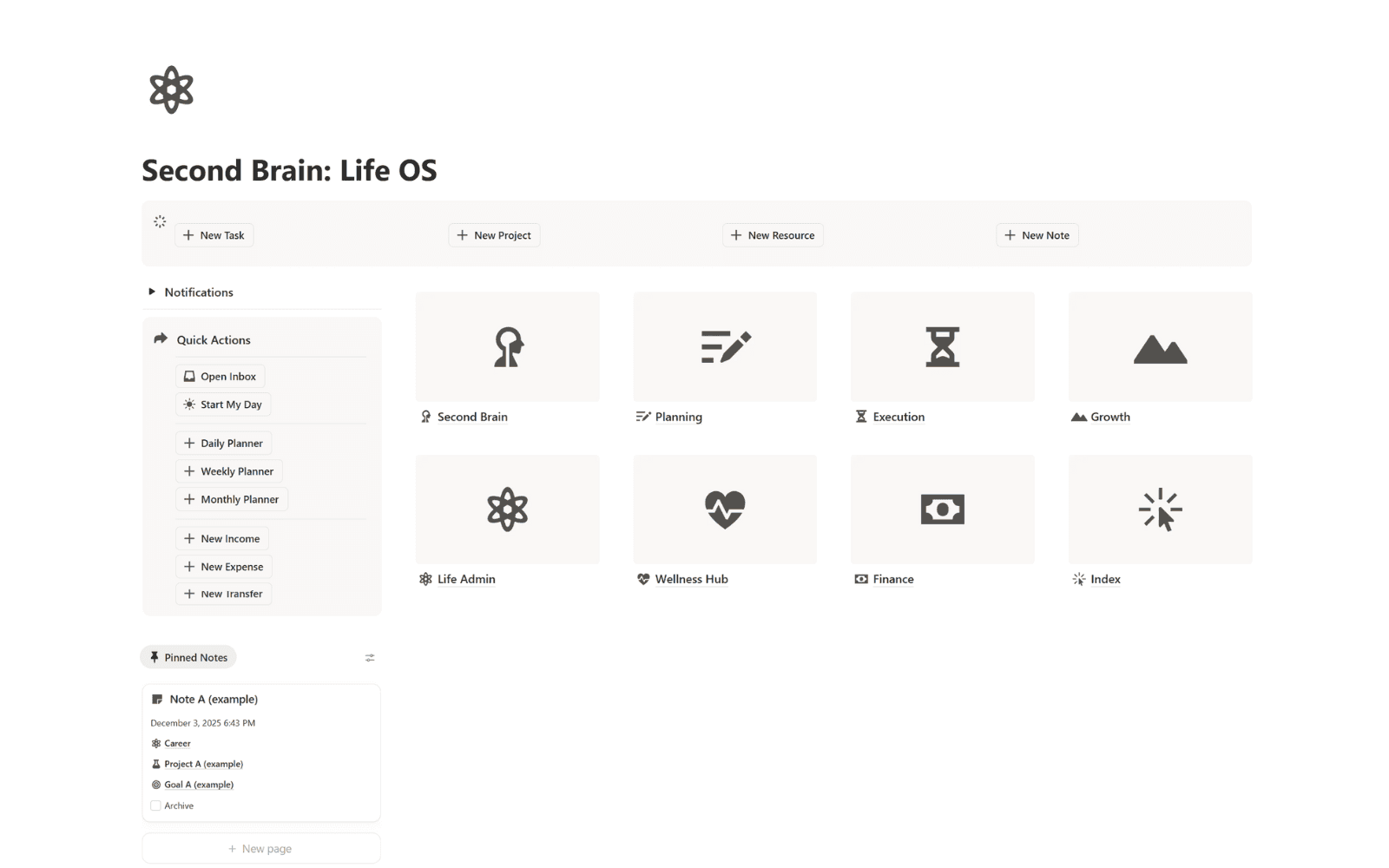 Notion Second Brain Life OS Template