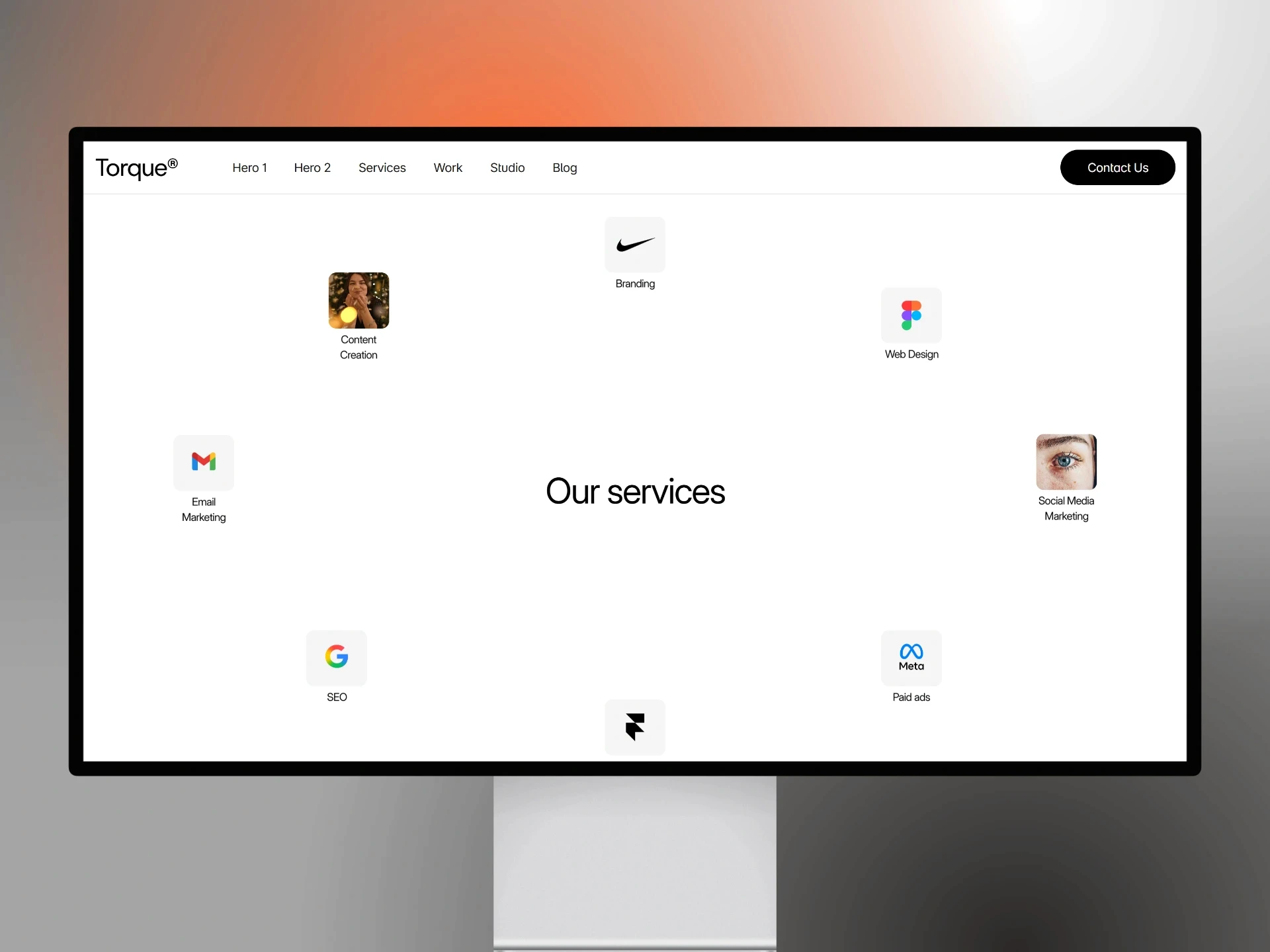 Primary Humanly studio template thumbnail with dark black background and orange accent color